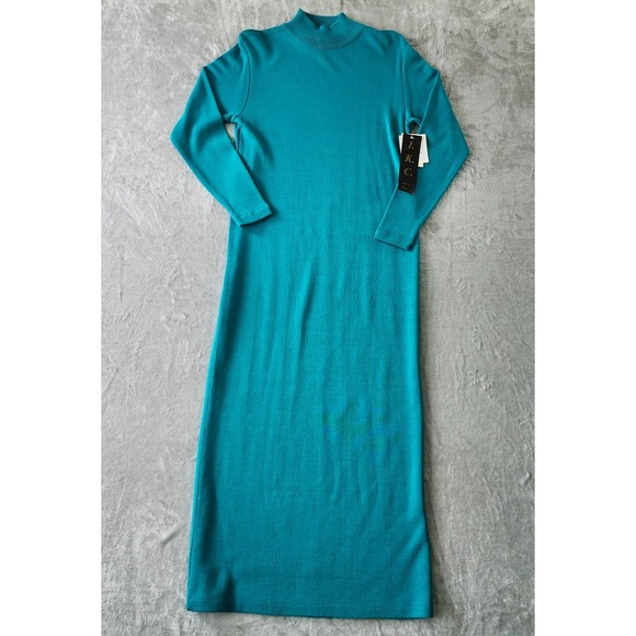 I.K.C. Dresses & Skirts - VTG I.K.C. Green Italian Orlandi Wool Blend Mock Neck Knit Sweater Dress M‎ New